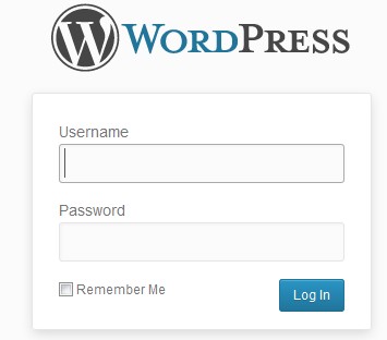 Wordpress login screen