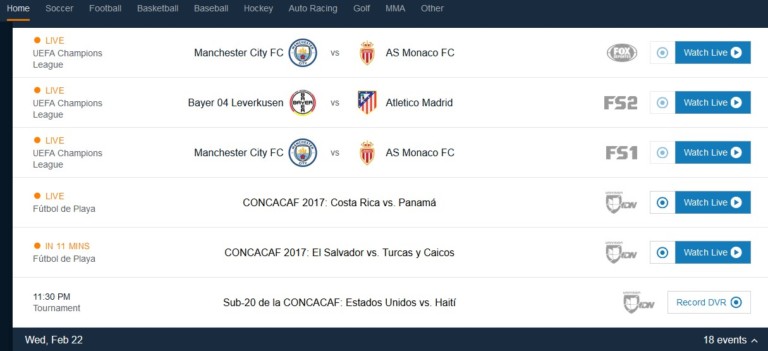 Matches available on Fubo TV right now